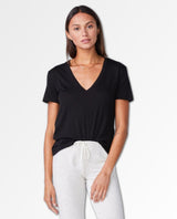 Cotton Modal Relaxed V - Neck Tee Black - miamidrugpossession