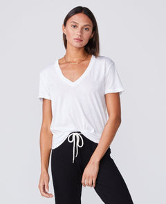 Cotton Modal Relaxed V - Neck Tee White - miamidrugpossession