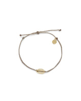 Cowrie Gold Cord Anklet Light Grey - miamidrugpossession