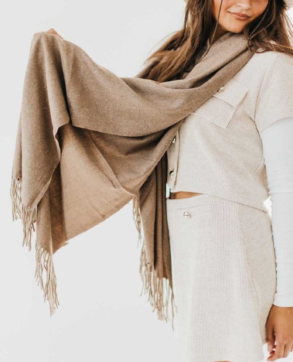 Cozy Cashmere Scarf Taupe - PINK ARROWS