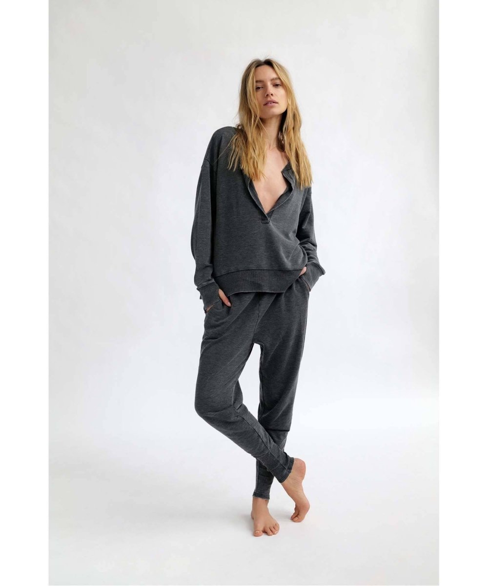 Cozy Cool Girl Lounge Set Washed Black - clearpathherbicide