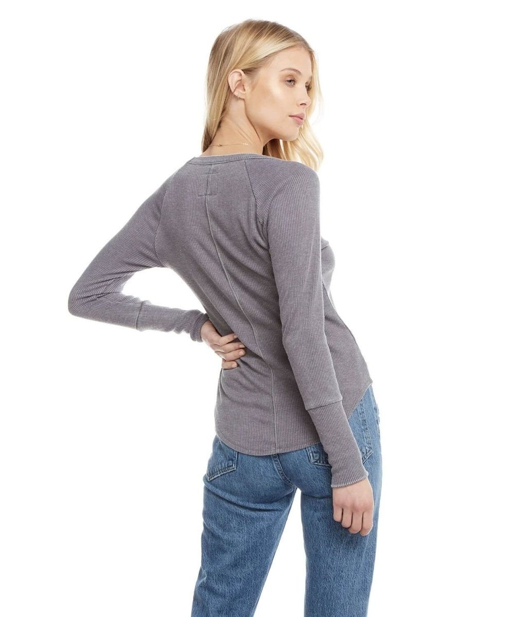 Cozy Long Sleeve Seamed Rib Tee Grey - clearpathherbicide