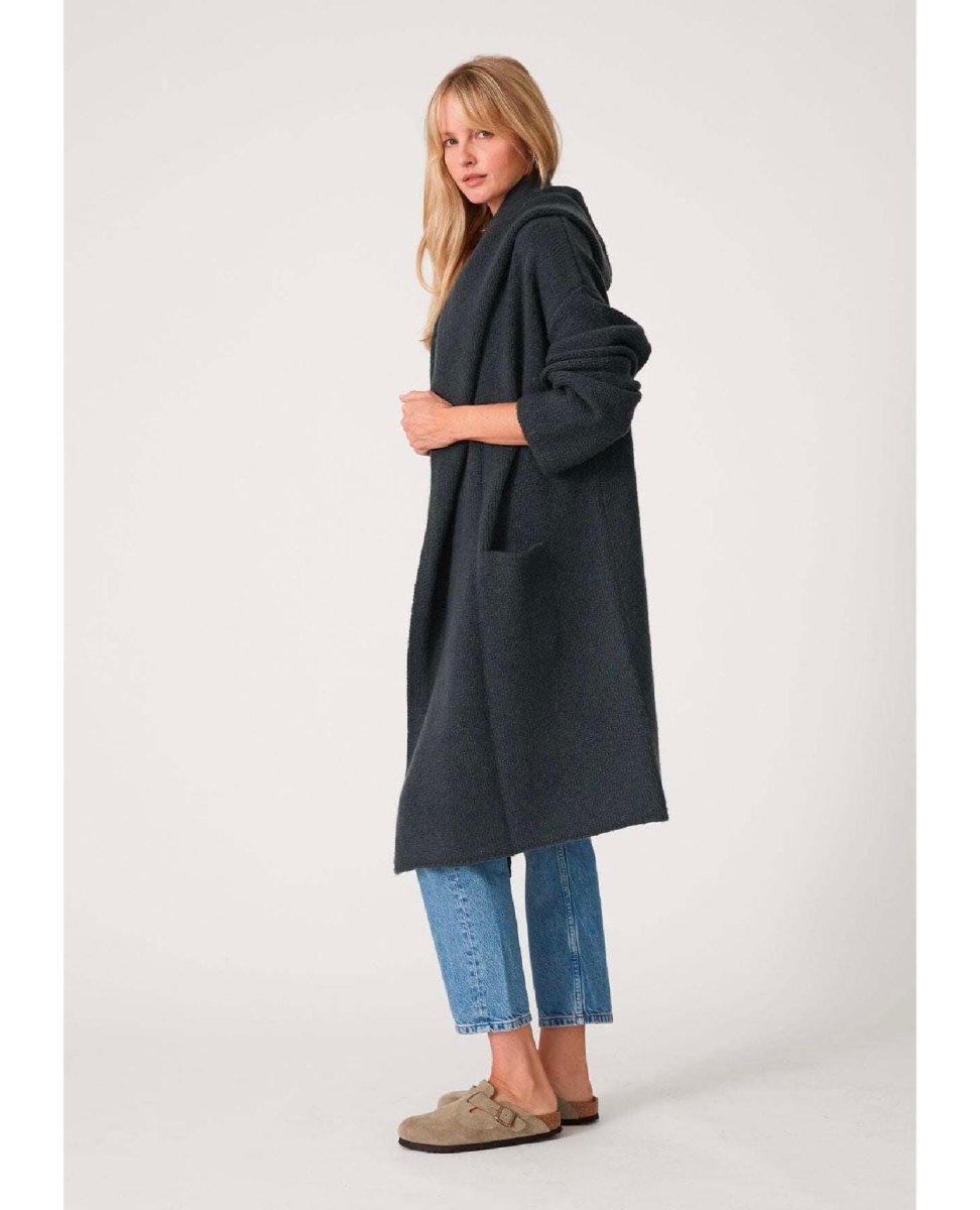 Cozy Oversized Two Pocket Hooded Cardigan Pine - miamidrugpossession