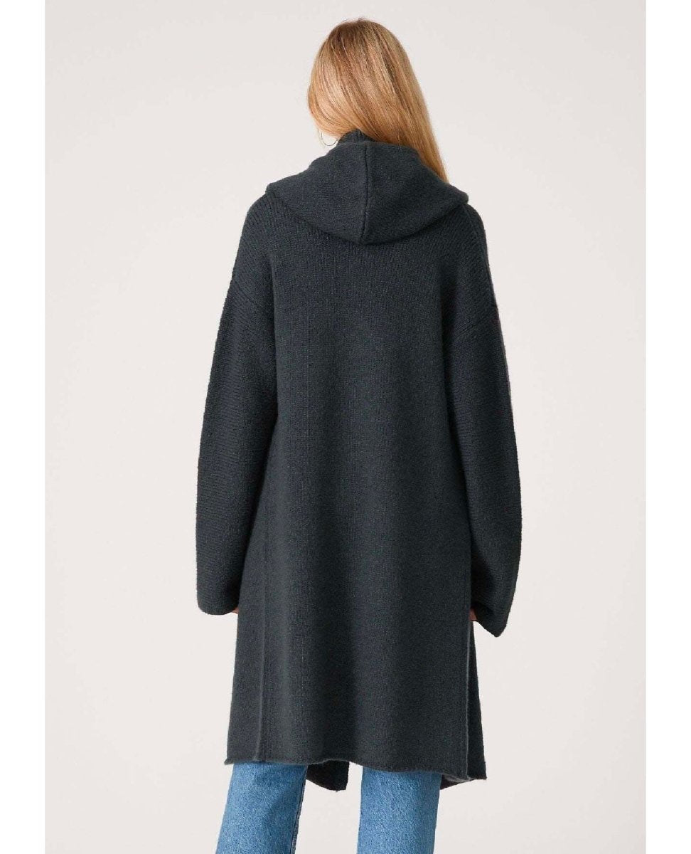 Cozy Oversized Two Pocket Hooded Cardigan Pine - miamidrugpossession