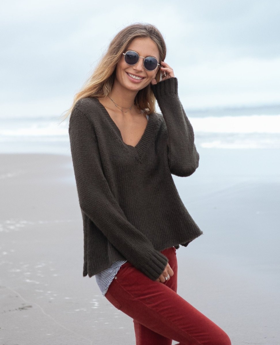 Cozy V Neck Olive - miamidrugpossession