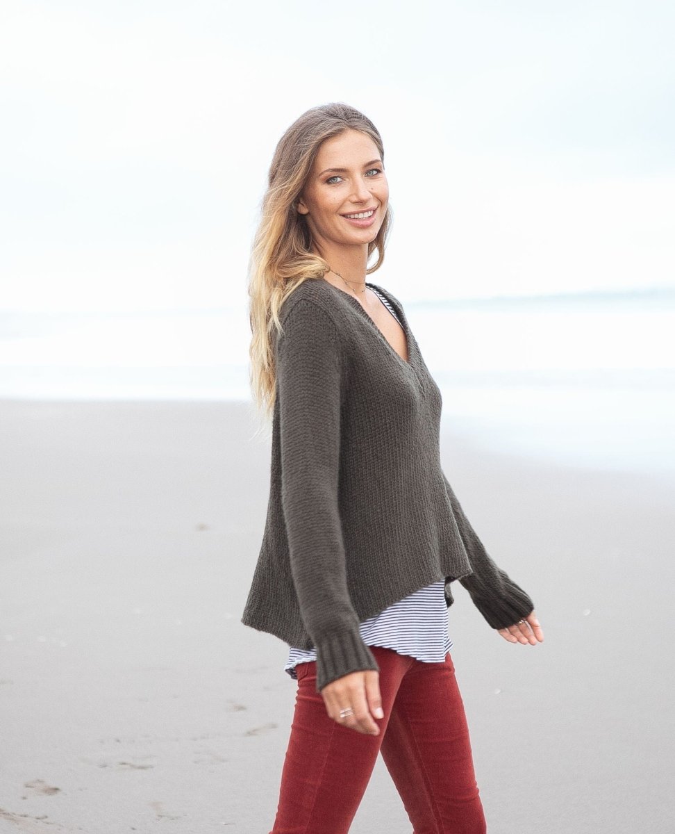 Cozy V Neck Olive - miamidrugpossession