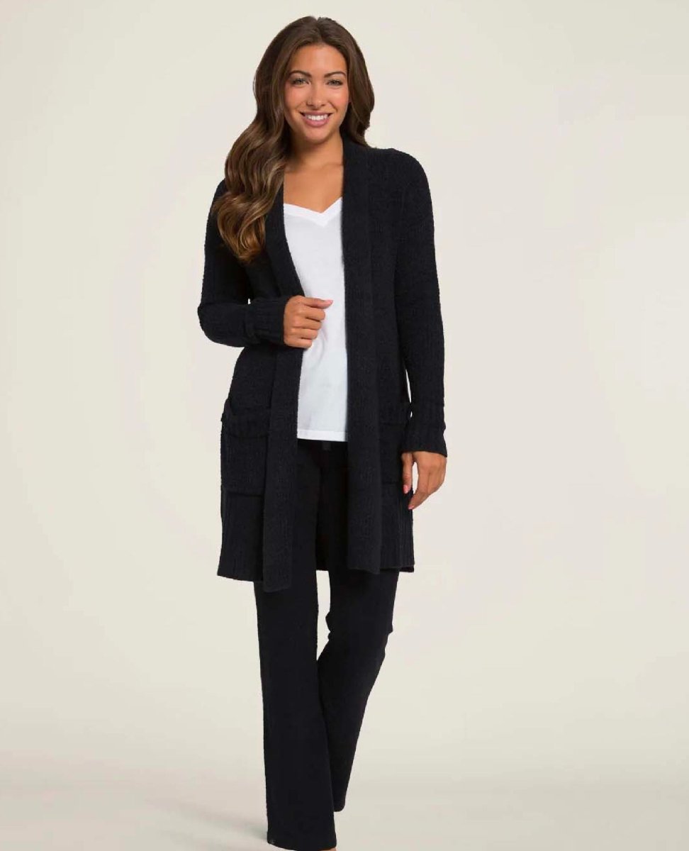 CozyChic Lite® Long Weekend Cardi Black - PINK ARROWS