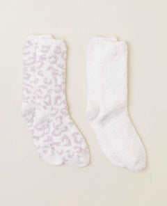 CozyChic® Women's Barefoot in the Wild™ 2 Pair Sock Set Cream Multi - PINK ARROWS