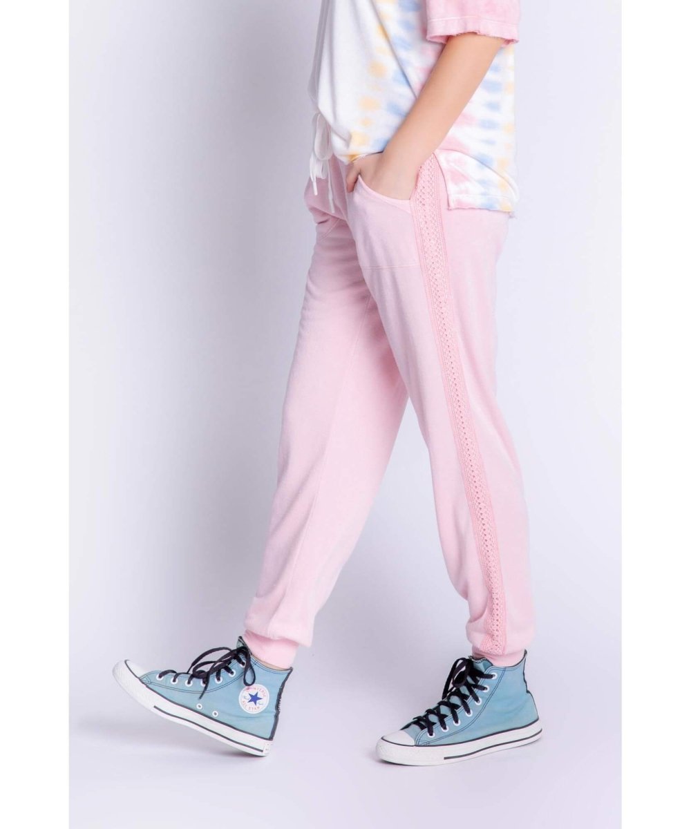 Crochet Stripe Pink Quartz Jogger Pant - clearpathherbicide