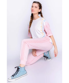 Crochet Stripe Pink Quartz Jogger Pant - PINK ARROWS