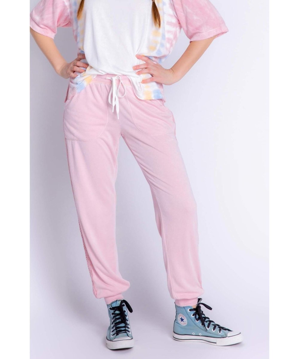 Crochet Stripe Pink Quartz Jogger Pant - PINK ARROWS