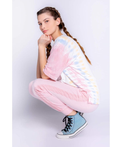 Crochet Stripe Pink Quartz Jogger Pant - clearpathherbicide