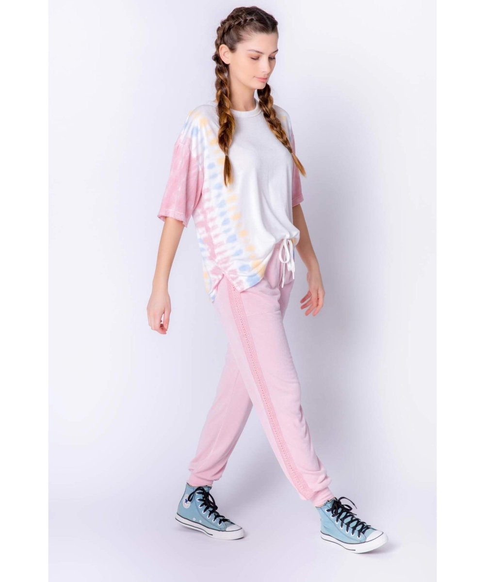 Crochet Stripe Pink Quartz Jogger Pant - clearpathherbicide