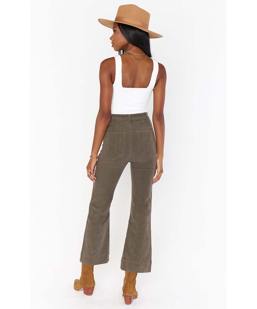 Crop Farrah Trouser Evergreen Corduroy - clearpathherbicide