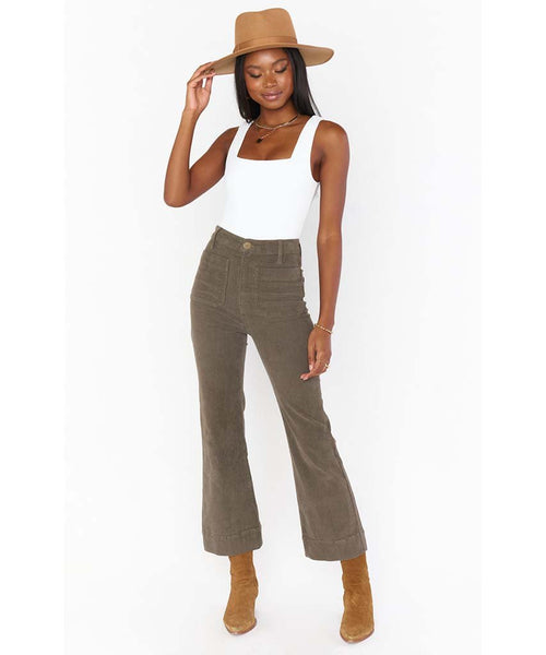 Crop Farrah Trouser Evergreen Corduroy - clearpathherbicide