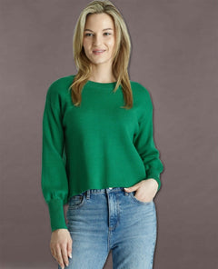 Cropped Balloon Sweater Green - miamidrugpossession