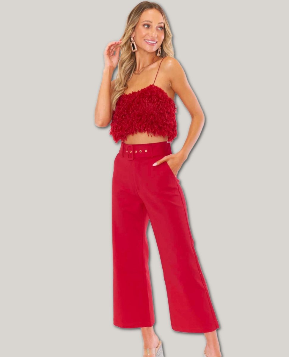 Cropped Holdiay Red Suiting Pant - miamidrugpossession