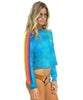 Cropped Sweatshirt Neon Blue Rainbow - clearpathherbicide