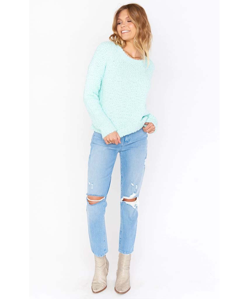 Cropped Varsity Sweater Mint - miamidrugpossession