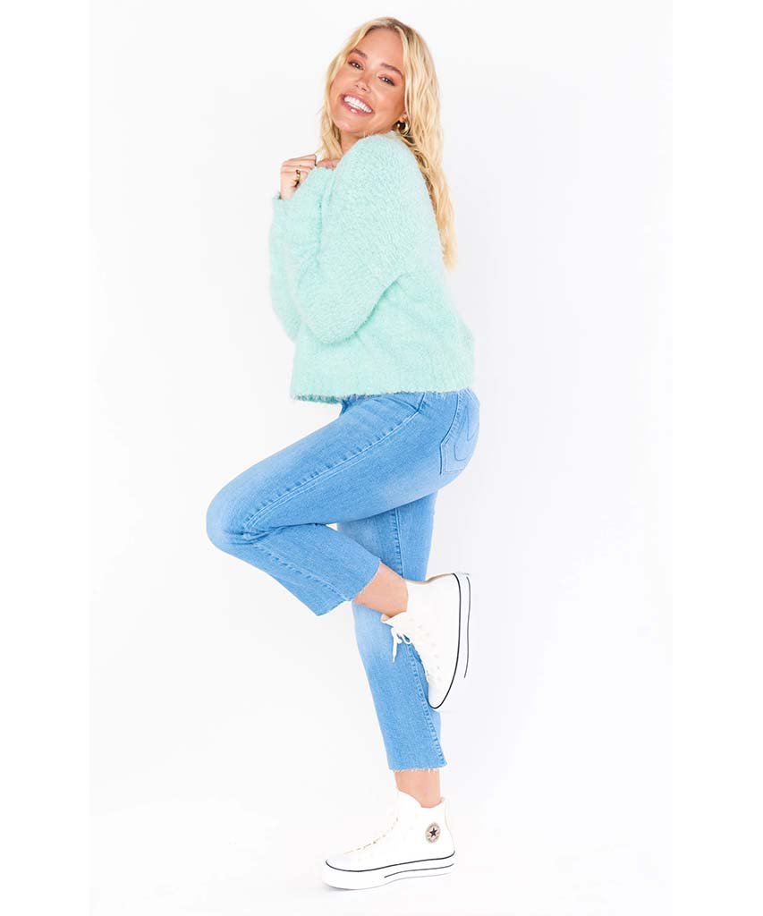 Cropped Varsity Sweater Mint - miamidrugpossession