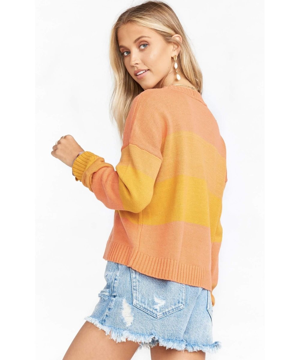 Cropped Varsity Sweater Sunshine Stripe - miamidrugpossession