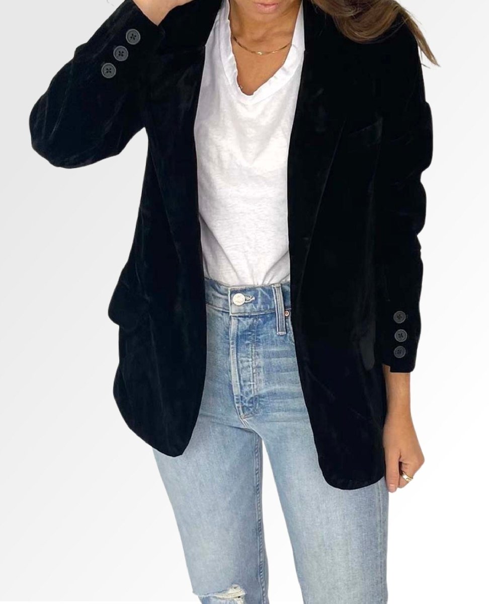 Crush A lot Velvet Blazer Black - miamidrugpossession