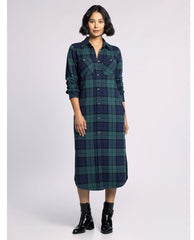 Dahlia Dress Pine Navy Plaid - PINK ARROWS