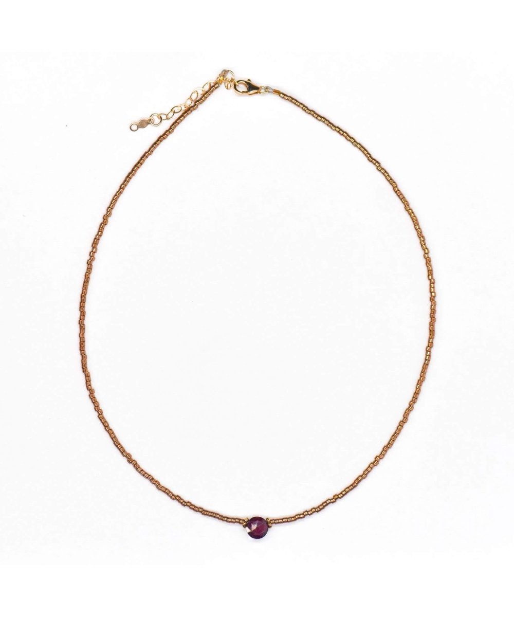 Dainty Gemstone Choker Bronze - miamidrugpossession