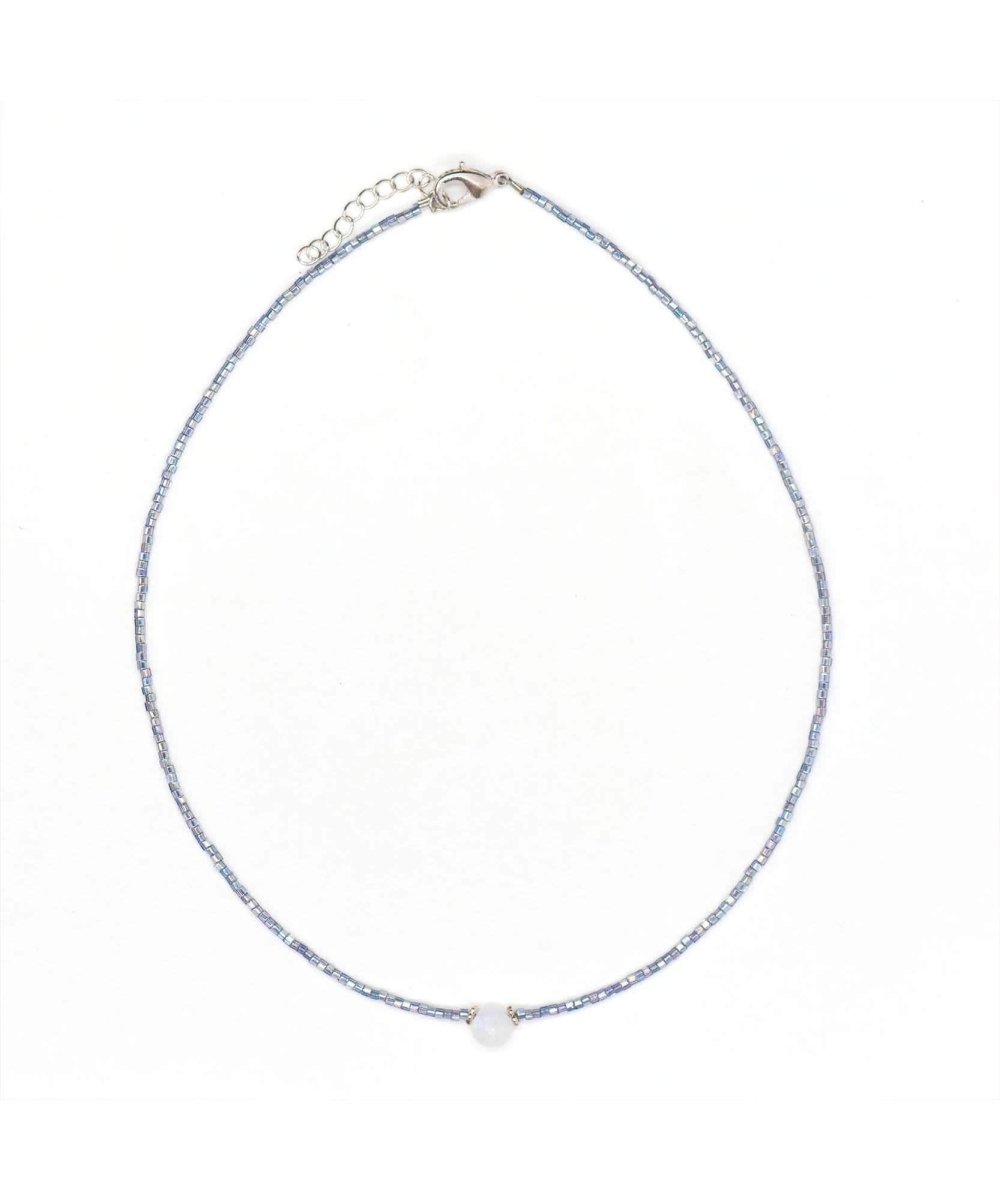 Dainty Gemstone Choker Iridescent Moonstone - miamidrugpossession