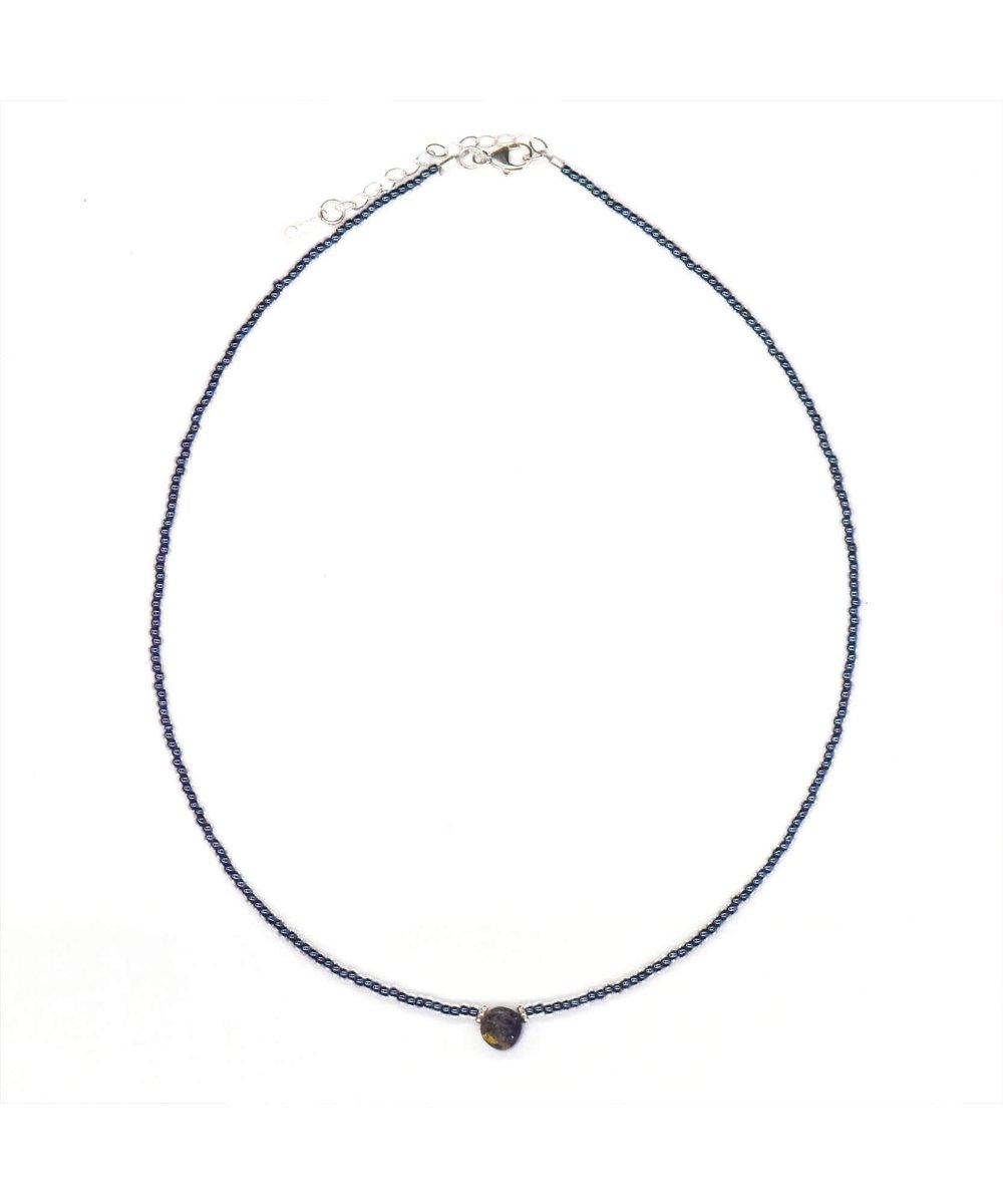 Dainty Gemstone Choker Midnight Labradorite - clearpathherbicide