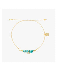 Dainty Turquoise Bead Gold Charm Bracelet - PINK ARROWS