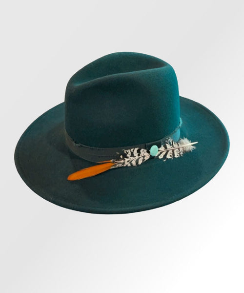 Dallas Fedora Teal Forest - PINK ARROWS