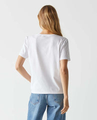 Daria Classic V - Neck Tee White - PINK ARROWS