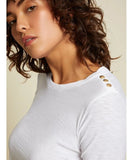 Dasha Snap Shoulder Tee White - miamidrugpossession