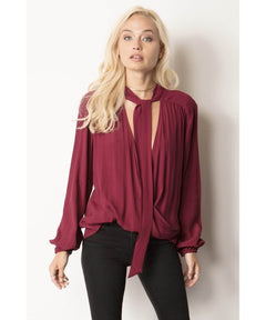 Deep V Tie Front Top - PINK ARROWS