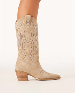 Delaine Taupe Suede Boot - PINK ARROWS