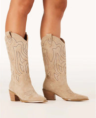 Delaine Taupe Suede Boot - PINK ARROWS