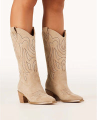 Delaine Taupe Suede Boot - PINK ARROWS