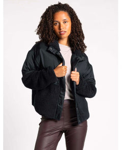 Delia Sherpa Black Jacket - miamidrugpossession