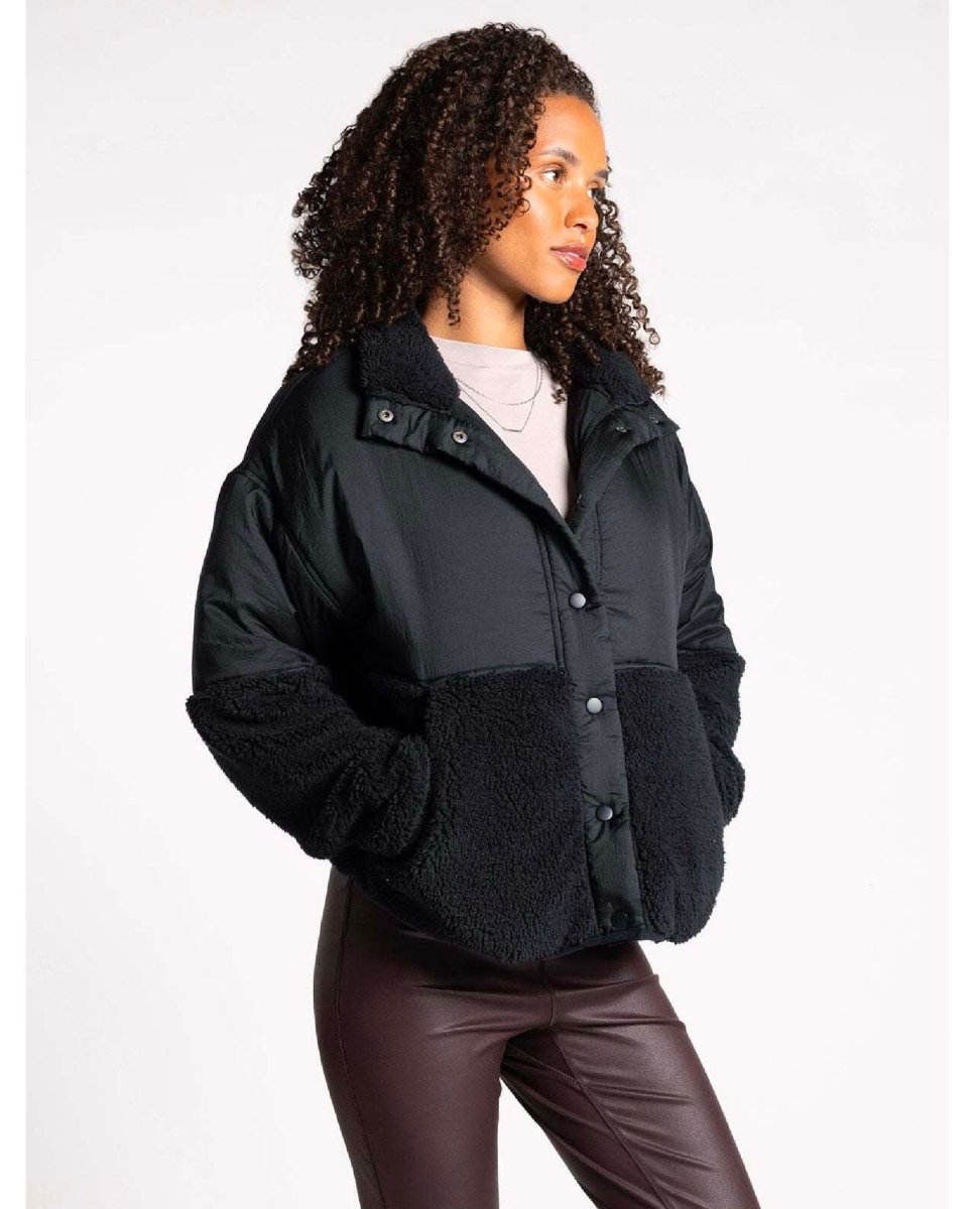 Delia Sherpa Black Jacket - miamidrugpossession