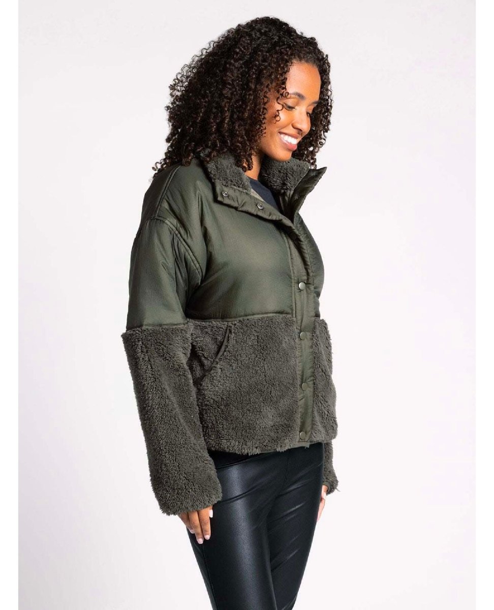 Delia Sherpa Olive Jacket - miamidrugpossession