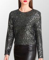 Demi Gunmetal Sequin Top - miamidrugpossession