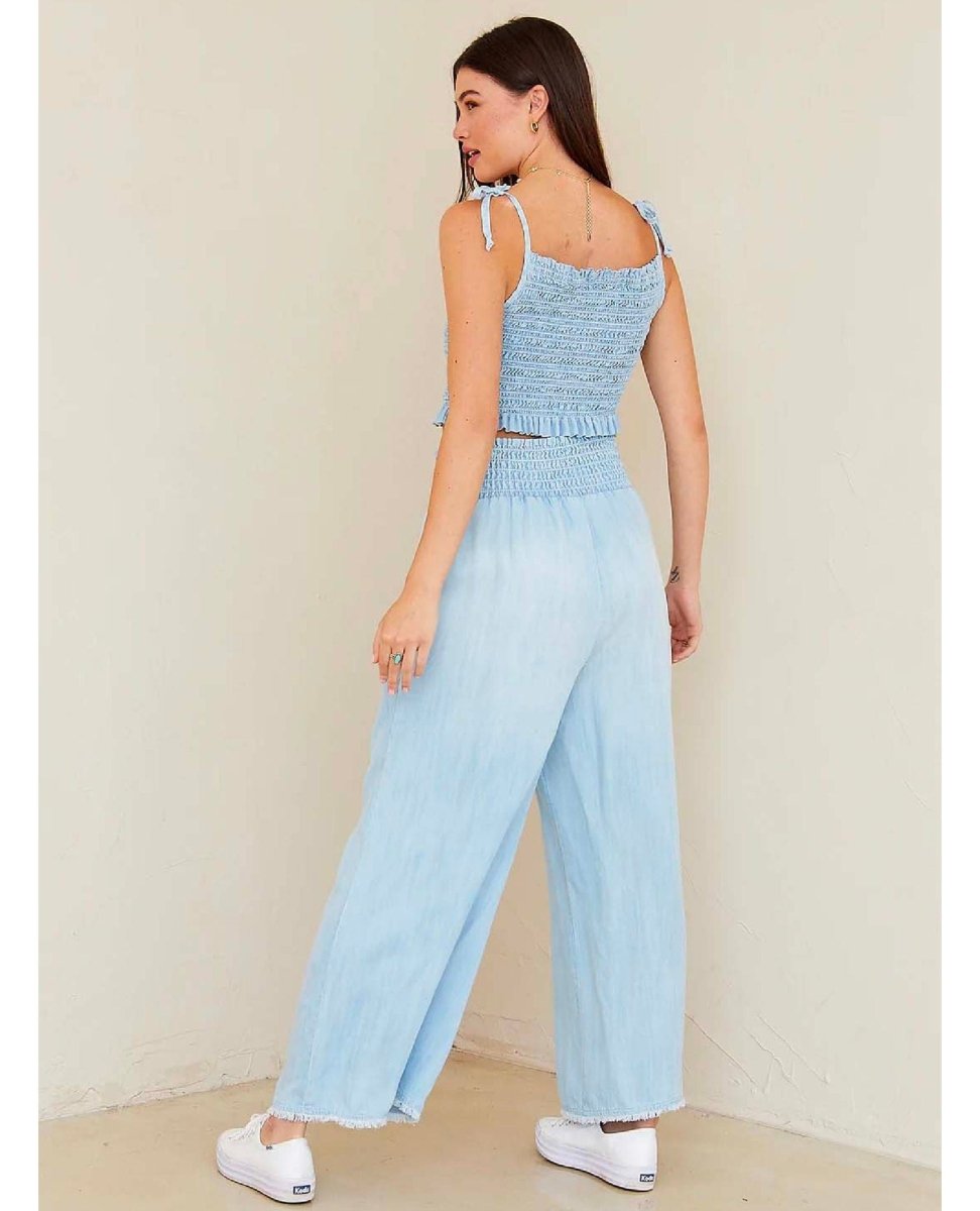 Denim Smocked Wide Leg Crop - clearpathherbicide