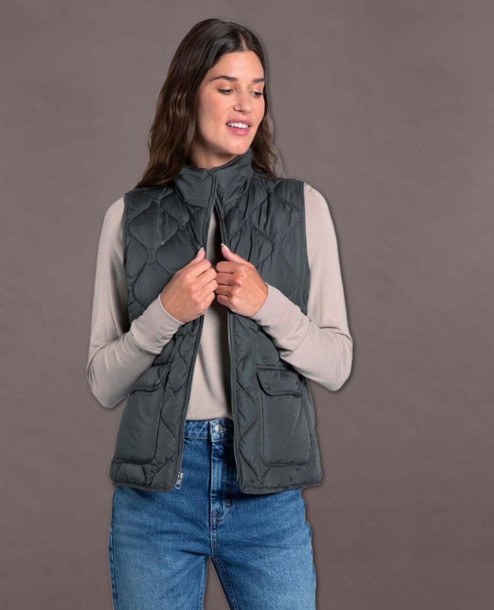 Denver Quilted Vest Olive - miamidrugpossession