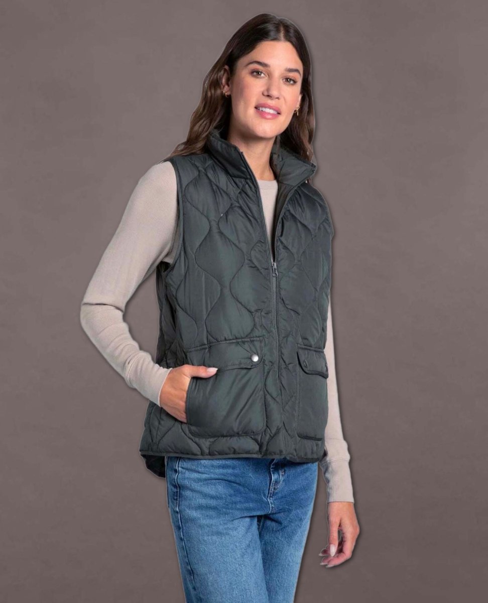 Denver Quilted Vest Olive - miamidrugpossession