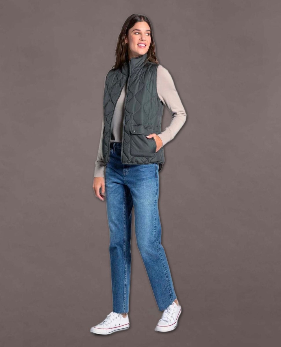 Denver Quilted Vest Olive - miamidrugpossession