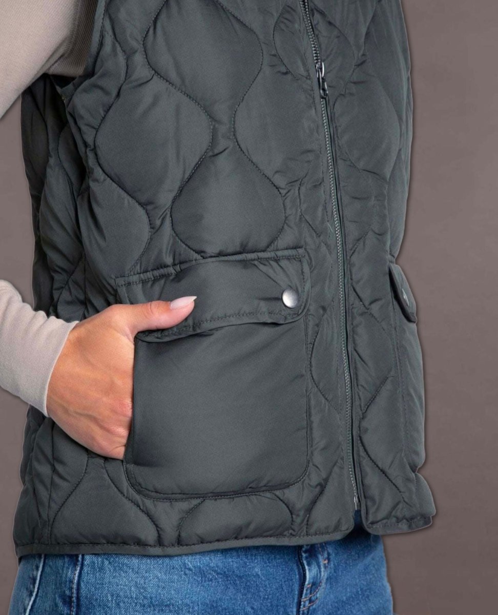 Denver Quilted Vest Olive - miamidrugpossession