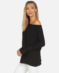 Deuce Cold Shoulder Top Black - PINK ARROWS