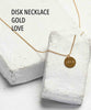 Disk Necklace GOLD, Love - clearpathherbicide