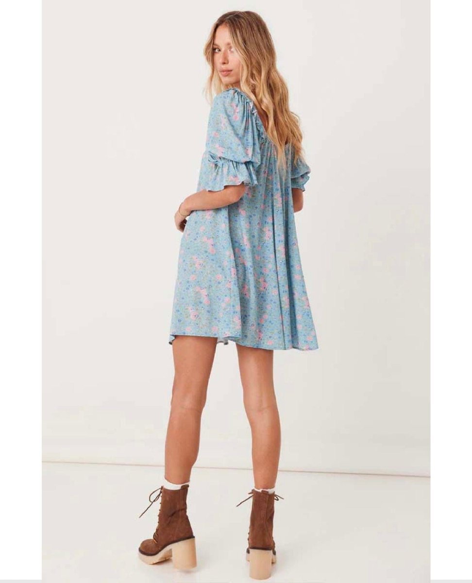 Dolly Mini Dress Dusty Blue - miamidrugpossession